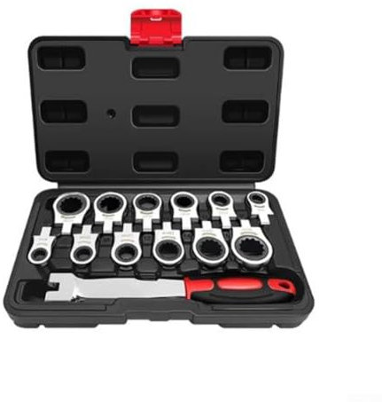 Besttoolifes Juego de llaves de trinquete de cabezales, llave de trinquete de cabeza intercambiable 12 en 1, llave de trinquete de cabeza móvil, juego de llaves rápidas