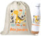 WEPRINTFY. | Pack Mochila Cuerdas Infantil Personalizada y Botella Térmica Personalizada | inicial y Nombre | Botella de 750 ml | Bolsa Ropa Guarderia | Botella Agua Acero Inoxidable (DINO)