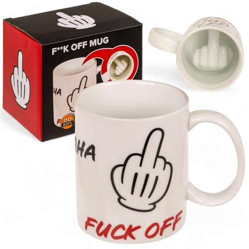 MIJOMA Off Ceramic Mug - Middle Finger Design with Smell Finger Inside 250ml Funny Saying Mug