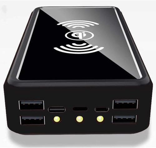 DONGSHUAI Solar Power Bank 100000Mah, Wireless Solar Charger with 5 Outputs 4 Inputs, Outdoor Powerbank External Battery Pack with LED Flashlights Portable Charger for Smartphones, Tablets Etc,Black