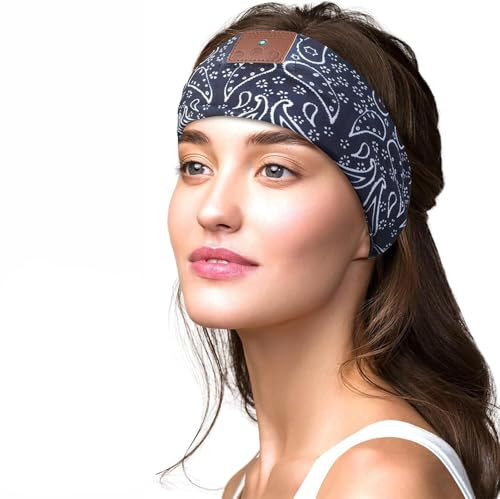 RETZLA Wireless Bluetooth Sleep Headphones Headband for Side Sleepers, Running, Yoga, Workout - 1 Headband & 1 Set Detachable Headphones, Dark Blue