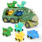 Weinsamkeit Dinosauro Camion Giocattolo per Bambini con Suono Ruggito, 5 in 1 Camion Macchinine per Bambini 3 4 5 Anni (Verde)