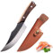Fubinaty Chef Knife 6 Inch Professional Cooking Knife Handmade Forged High Carbon Steel Kitchen Knives Full Tang Cut Meat Vegetable Knife with Sheath and Wooden Handle for Home Garden Grill