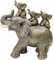 KALDJKS Elefanten Deko, Elefant Statue Figure, Mama Geschenk, Elefantenmutter trägt DREI Elefantenbabys auf ihrem Rücken, Dekoration für Frauen Viel GlüCk, CkBüro, Bücherregal, Schlafzimmer (Silber)