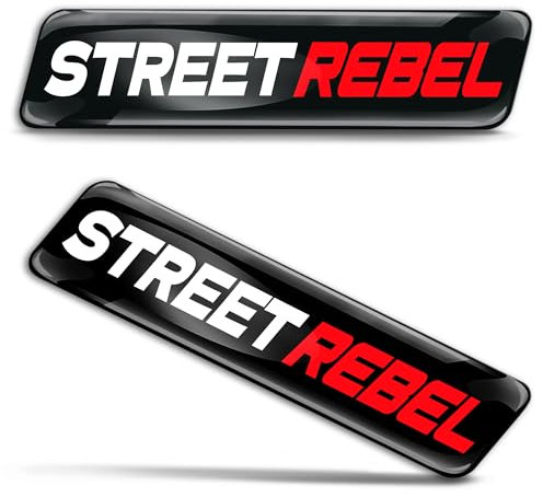 Biomar Labs 2 x 3D Gel Silikon Aufkleber Stoßstange Aufkleber Abziehbilder Emblem Tuning für Auto Motorrad Helm Fahrrad Schwarz Rot Straßenrebell Street Rebel KS 117