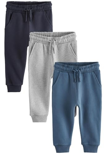NEXT Garçon Pantalons de Jogging Doux au Toucher, Lot de 3 Bleu/Charcoal/Noir 2 Ans-3 Ans