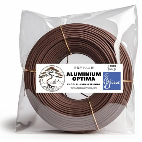 ULISSE® BonsaiPro Aluminium Optima - geschwärzter Bonsai-Draht - formbar und robust - verschiedene Durchmesser - 500 g - zum Formen und Korrigieren der Form von Zweigen - Professionelle