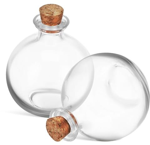 VANZACK 2piezas Tarros De Vidrio para Terrario con Tapa De Corcho Contenedores De Vidrio para Plantas Hidropónicas Botellas Decorativas con Fondo Estable y Boca Redondeada