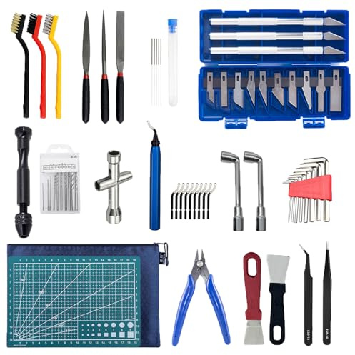 3D Drucker Werkzeug Kit, 3D Drucker Zubehör Kit, 63PCS 3D Drucker Tool Kit mit Düsenreinigungsset, Entgraten, Zangen, Entfernungswerkzeugen, 3D Drucker für Reinigung Wartungs