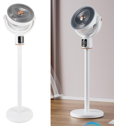 Jectse Oscillating Standing Fan, 90° + 130° Air Circulation Pedestal Fans with 12H Timer & 12 Speeds, Height Adjustable Quiet Floor Fan with Remote Control for Home Bedroom Office