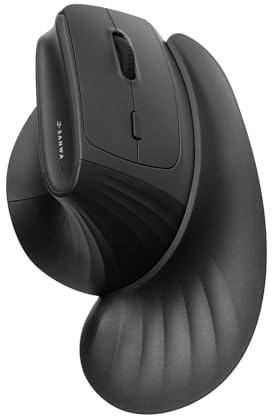 SANWA Wireless Ergonomic Mouse for Large Hands, Silent Click Vertical Mice with Wrist Rest, 1000-4000 DPI, 3-Device Connect (2.4G + 2 Bluetooth 5.4), Compatible with Mac, Windows, Laptop, PC, Black