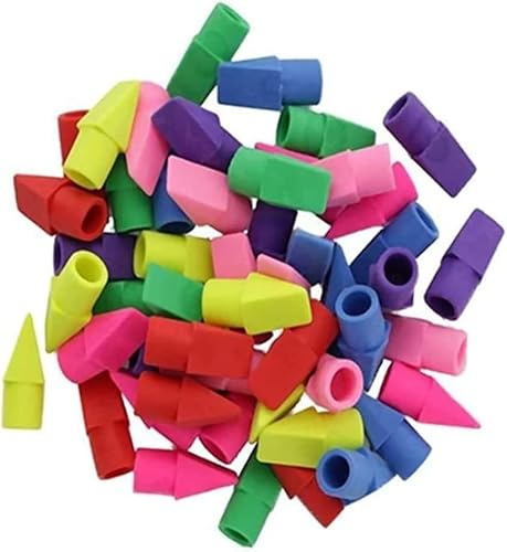 U-M Buntstift-Radiergummis für das Klassenzimmer, 10 Stück, mit Oberkappen, Radiergummi, Aufsätze, Korrekturbedarf, Schreib- und Korrekturzubehör
