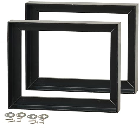 2 SCHATTENFUGENRAHMEN für KEILRAHMEN 30x40 cm schwarz B-WARE | Schattenfugen Bilderrahmen für Leinwände auf Keilrahmen mit Tiefeneffekt Pinienholz