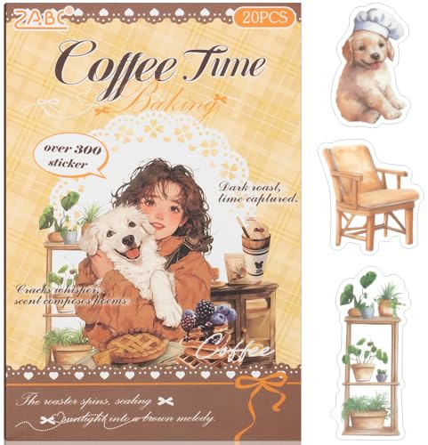 Welpen-Serie Aufkleber Scrapbooking Zubehör für Junk Journal, 20 Blatt PET-Aufkleber