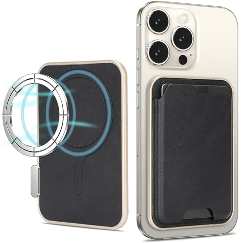 Miimall Mag-Safe Wallet für iPhone 17 Pro Max Mag Safe Wallet, Slim Leder MagneticWallet 2-3 Kartenhalter Handy Magnetisch Card Holder für Handy iPhone 17 16 15 14/Google Pixel 11 10 Serie-Schwarz