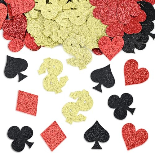 NISENTIA 200 Stück Casino Deko Konfetti, Streudeko Las Vegas Deko Glitzer Konfetti, Poker Casino Thema Party Dekorationen, Pokertischplatte Bar Dekoration Confetti für Las Vegas Game Night Party