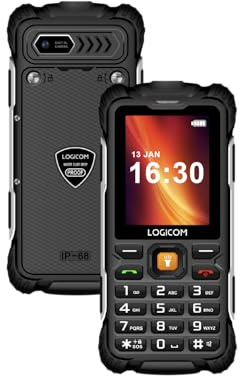 Logicom Xtrem 60 - téléphone 4G Double SIM - Batterie 3000 mAh - Compatible Appareil auditif - USB-C - Lampe Torche - Mobile Robuste - Noir