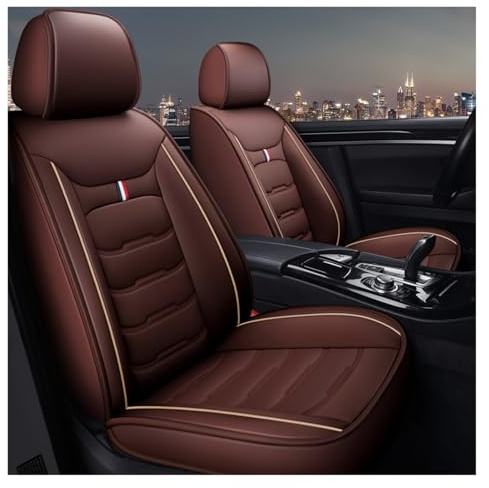 ZHISHIGUO Auto Sitzbezüge Sets FüR Renault Clio V Life/Zen/Intens/R.S. Line, 2-Sitzbezug Leder Auto Schonbezug, Airbag Kompatibel, Wasserdicht Sitzbezug Auto Zubehör(Coffee)