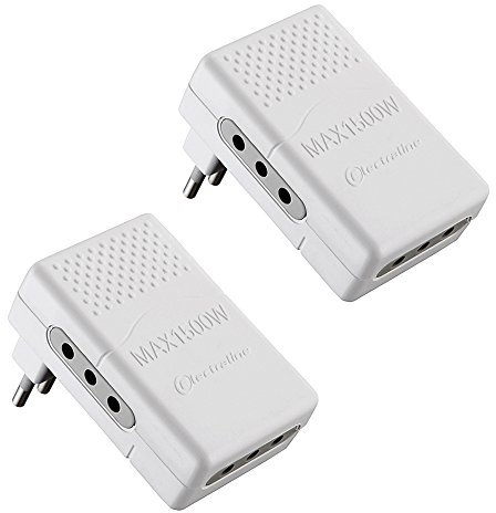 Electraline 92308 Juego 2 adaptadores regleta Triple 3 plazas 10 A Enchufe pequeño 10 A – Adaptador Triple Salvaspazio, Blanco, 92308