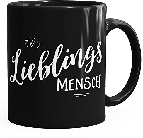 MoonWorks Kaffee-Tasse Lieblingsmensch Geschenk-Tasse Freundschaft Partner Freundin einfarbig schwarz Unisize