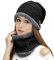KUYOU Damen Beanie Mütze Schal Set Winter Schlauchschal Hüte Mützen (Schwarz)