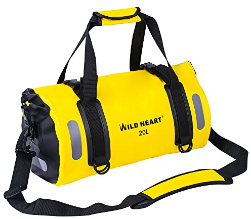 Wild Heart wasserdichte Tasche für Kajakfahren, Camping, Boot, Radfahren 20L 30L 40L (gelb, 20L)
