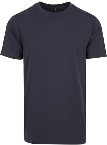 Build Your Brand Herren T-Shirt Round Neck, Männer Basic T-Shirt mit Rundhalsausschnit, Regular Fit, Baumwolle, Navy, 4XL