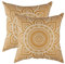 TreeWool Dekorativer Kissenbezug (40 x 40 cm, Senffarben) Mandala Design 100% Baumwolle (2er Pack)