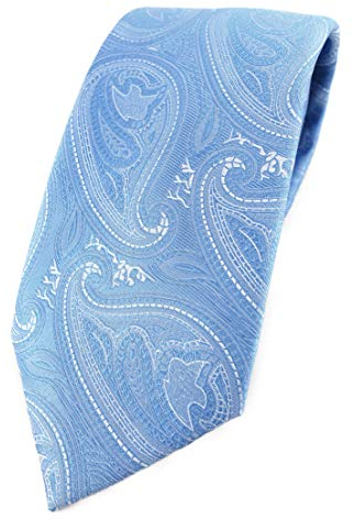 TigerTie Designer Krawatte in hellblau blau silber Paisley gemustert