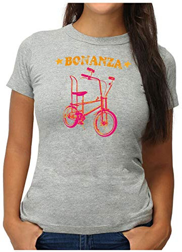 OM3® Bonanza Fahrrad T-Shirt - Damen - Retro Vintage Rad Bonanzarad I - XXL, Grau Meliert