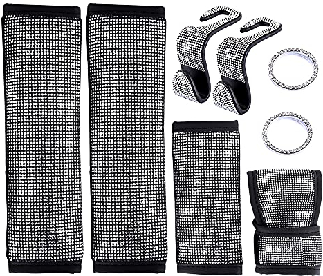 MOTOLIMO Bling Bling Auto Abdeckung für Ganghebel, glänzend, Kristalloptik, Schaltknauf-Schutz, Dekor-Zubehör Schulterpolster Universal für Frauen Bling Dekorationen Zubehör, 8 Stück