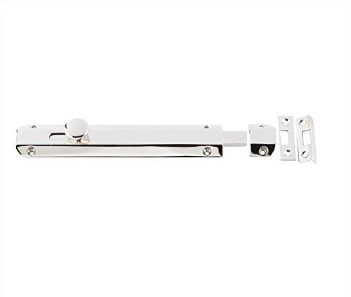 Jedo 200mm (8) Heavy Duty Sliding Surface Door Lock Bolt for Internal Latch Doors and External Doors and Windows (Polished Chrome)