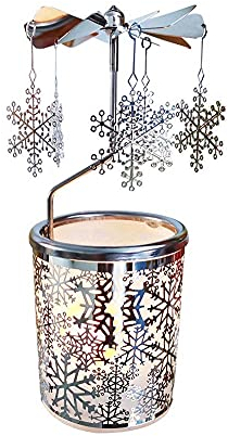 kingnero Weihnachts-Schneeflocken-Karussell-Kerzenhalter, rotierender Kerzenhalter, drehender Teelicht, Kerzenhalter für Verwandte und Freunde, Geschenke