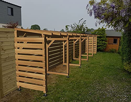 Abri de Jardin en Bois Massif de 10m, Non Couvert et avec Fond, Traitement Classe 3, Jardinatoire