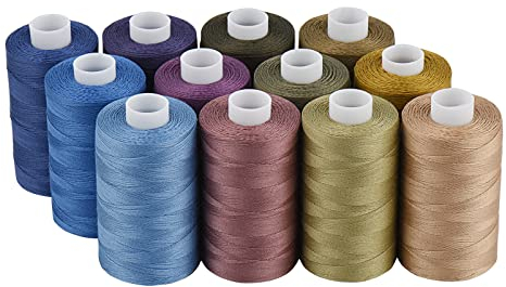 Simthread Baumwoll Nähgarn Quiltgarn für Nähen und Quilten Maschinen - 550 Yards/Spule, 12 Jeans Farben
