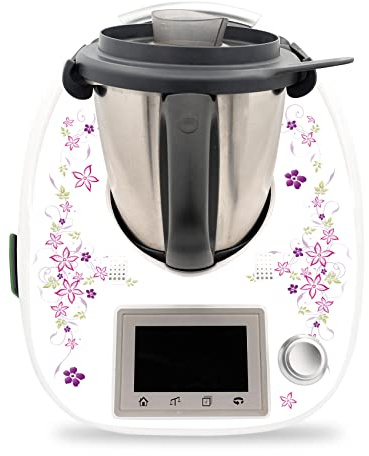 Finest Folia Deko Schutz Aufkleber kompatibel mit Thermomix TM5 Sticker Set | Klebefolie Blumenranken Design wasserfest Schutzfolie für Küchenmaschine Zubehör selbstklebend RX041-21