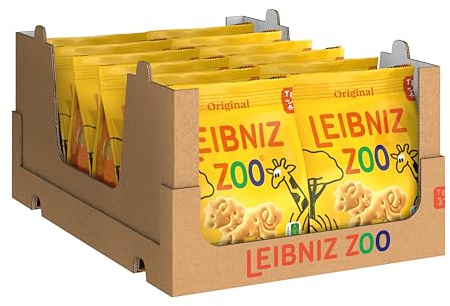 LEIBNIZ ZOO Original, 12er Pack, Butterkekse mit Motiven aus der Tierwelt, knusprige kleine Kekse, Großpackung als Vorrat oder zum Verkauf (12 x 125 g)