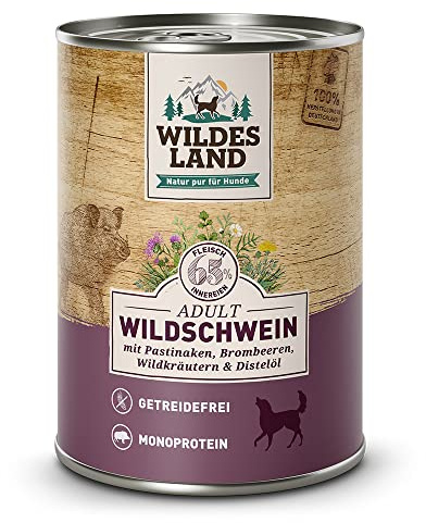 Wildes Land - Wildschwein mit Pastinake, Brombeeren, Wildkräutern und Distelöl - Classic Adult - 6 x 400 g - Nassfutter