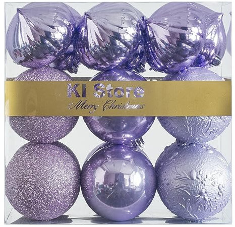 KI Store 18 pezzi Palline di Natale 8cm viola lavanda Albero di Natale Ornamenti di Decorazione infrangibilePalle per Appendere Natale Decorazioni Festival Decorazioni Natalizie