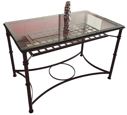Mesa de forja elevable Sevilla con Rejilla (Negro, 120 x 70 (50/70) cm)