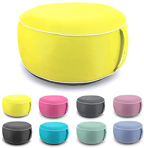 heimtexland ® Outdoor Pouf Sitzkissen Aufblasbar Garten Lounge Hocker Wetterfest Sitzsack Yoga Bodenkissen Typ841 Gelb
