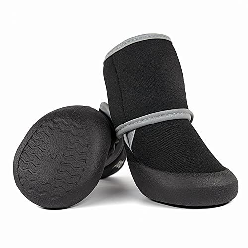 Hundeschuhe Pfotenschutz 4 Stück wasserdichte Hundepfotenschutz Hundeschnee Stiefel Regenschuhe Breathable Hundestiefel,Black,XS