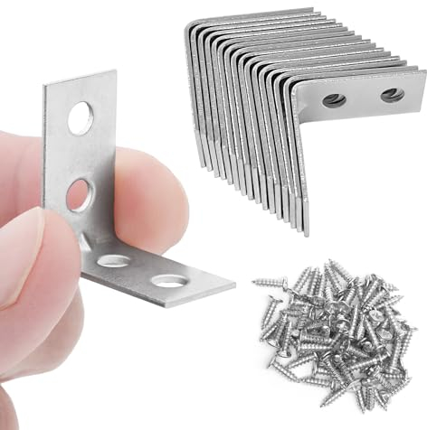 Angle Brackets for Wood Corner Bracket Galvanised L Shaped Brackets for Fixing and Repairing Furniture, Shelves, Windows, and Cabinets | 25mm x 25mm 16 Pcs