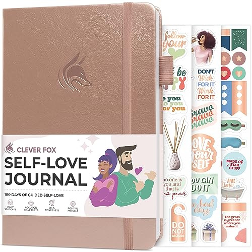 Clever Fox Self-Love Journal for Women, Gratitude, Positivity, Rose Gold | 6-month daily mental health journal with stickers, self-care, anxiety therapy, life & wellness planner for teens & adults
