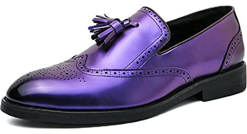 Zaylee Mocassini EU45 - Scarpe da sera da uomo, in pelle, con tacco a blocco, colore: Viola