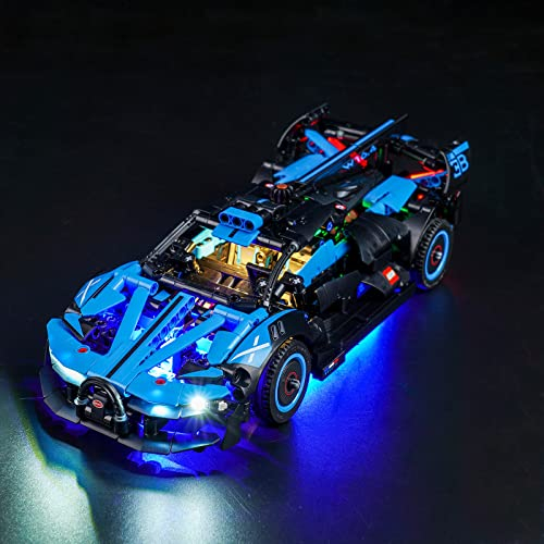 LocoLee Led Licht Set Kompatibel mit Lego Bugatti Bolide Agile Blue (Kein Lego-Modell), Led Beleuchtungs Set Compatible with Lego 42162 Technic - Nur Lichter Set, Kein Modell (Standard Version)