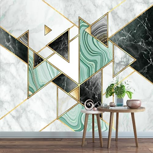 GIVLWF Papier Peint de 3D Art Géométrique En Marbre De Luxe Nordique, Triangle Papier-Peint Murs - pour Restaurant-Bar à Thème Décoration Murale 350 x 265 cm