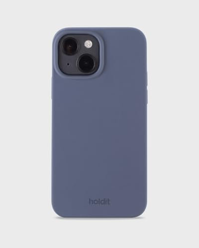 holdit Coque de protection en silicone ultra fine pour iPhone 15-0,8 mm - Coque fine tendance en silicone avec protection complète (bord surélevé pour la protection de l'appareil photo) - Bleu