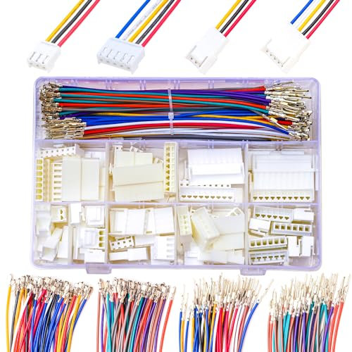 Kidisoii JST-VH 3.96mm Pitch Connector Kit with Premium 20AWG Pre-Crimped Cables, 62pcs (Male & Female) 2/3/4/5/6/7/8/9/10 Pin, 10 Colors, 100pcs 180mm Cables