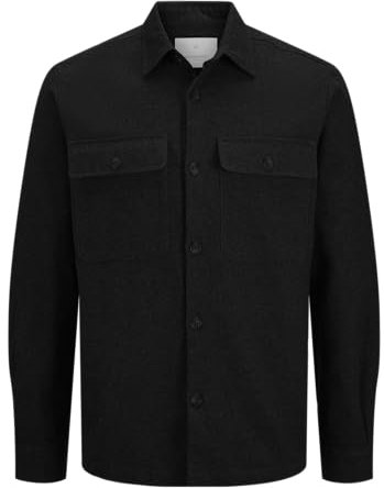 JACK & JONES Jprraymond Melange Solid Overshirt Ls Sn Veste Chemise, Black Beauty/Fit : Confortable Fit, L Homme